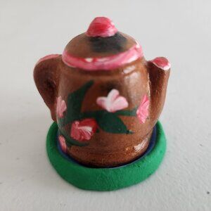 Hand Painted Clay Surprise Miniature from El Salvador Sexual Posture with Cover.